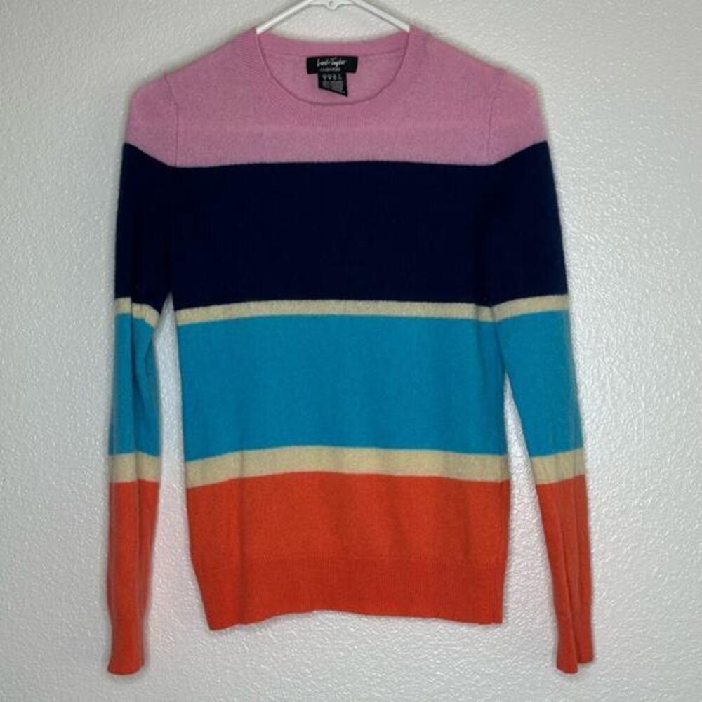 Lord and Taylor Cashmere Striped Colorful Sweater Small‎